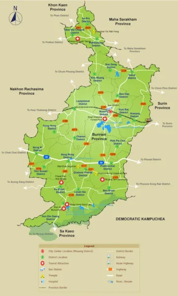 Provincie Buriram 3 Kaart van de provincie Buriram
