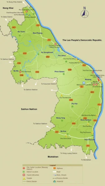 Kaart van de provincie Nakhon Phanom