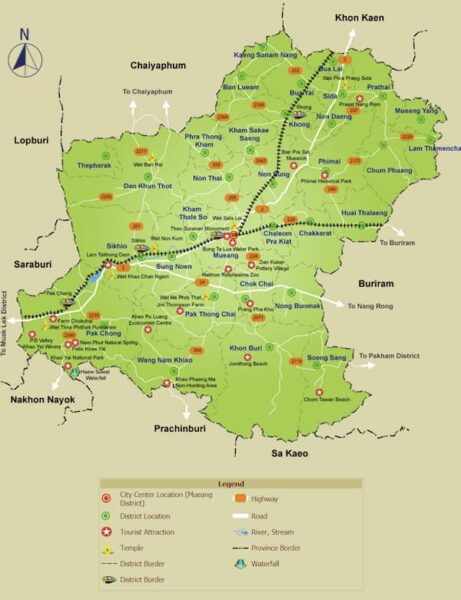Kaart provincie Nakhon Ratchisima