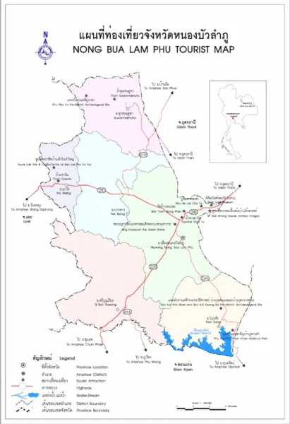 Kaart van de provincie Nong Bua Lamphu.