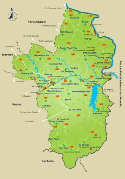 Kaasrt van de provincie Ubon Ratchatani