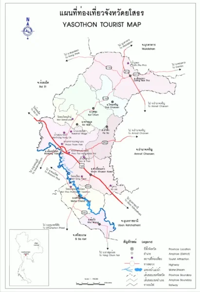 Kaart van de provincie Yasothon